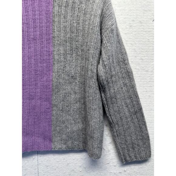 Colorblock Wool Cashmere Blend Turtleneck Women Sweater Classy Old Money XS - Picture 2 of 10